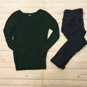 Charlotte Russe Green V Neck Sweater